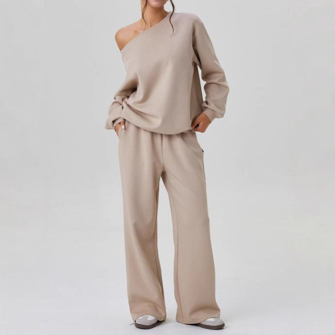 Off-shoulder sporty two-piece set