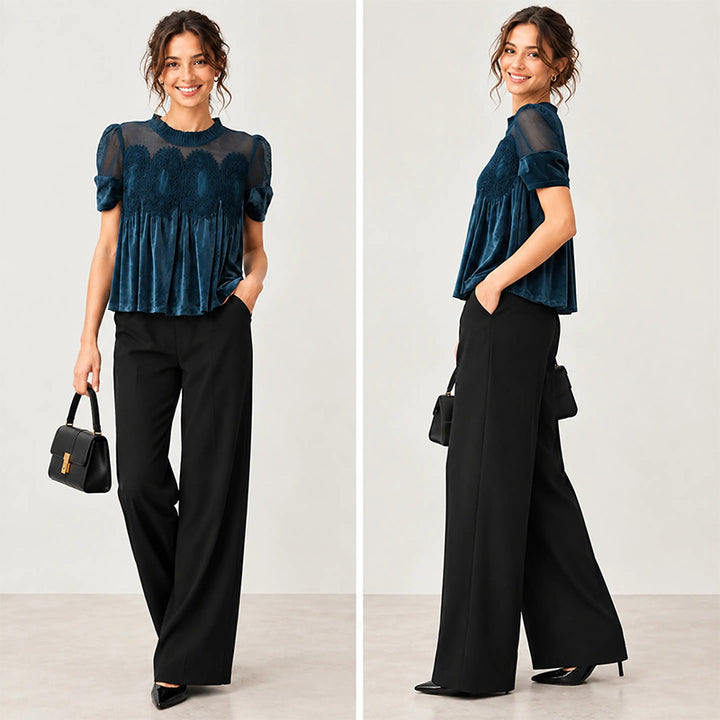 Ruffled Lace Patchwork Top
