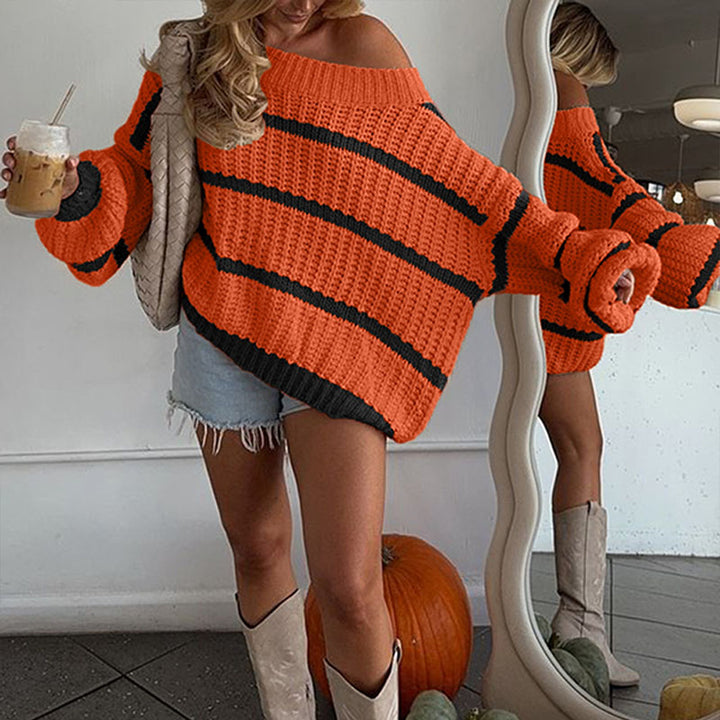 Loose striped knit sweater