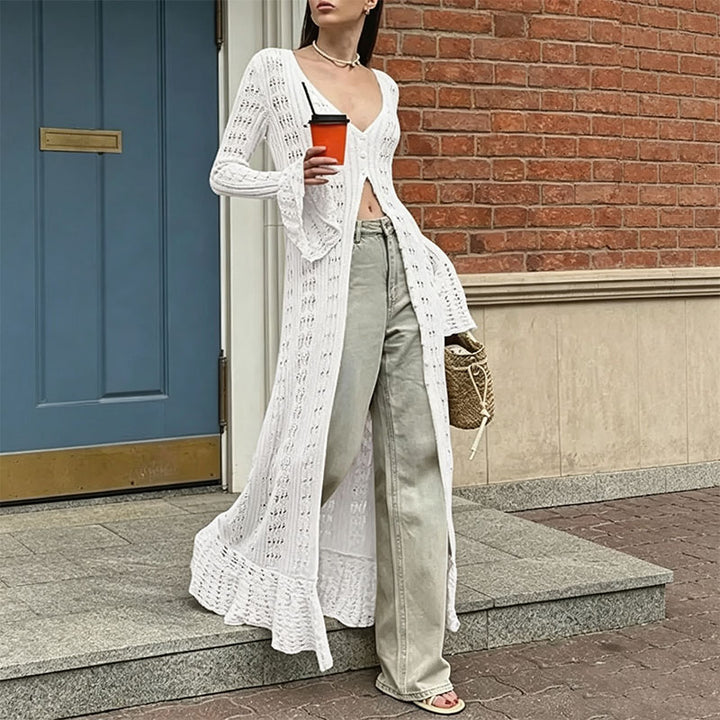 Cut-out Ruffled Flared-Sleeve Jacket