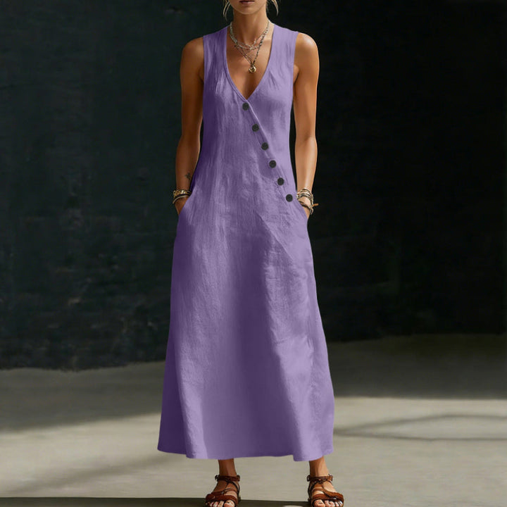 V-neck sleeveless long dress