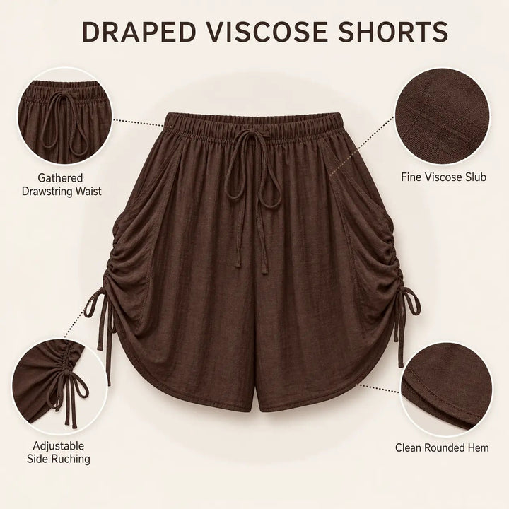 Women High Waist Drawstring Harem Shorts