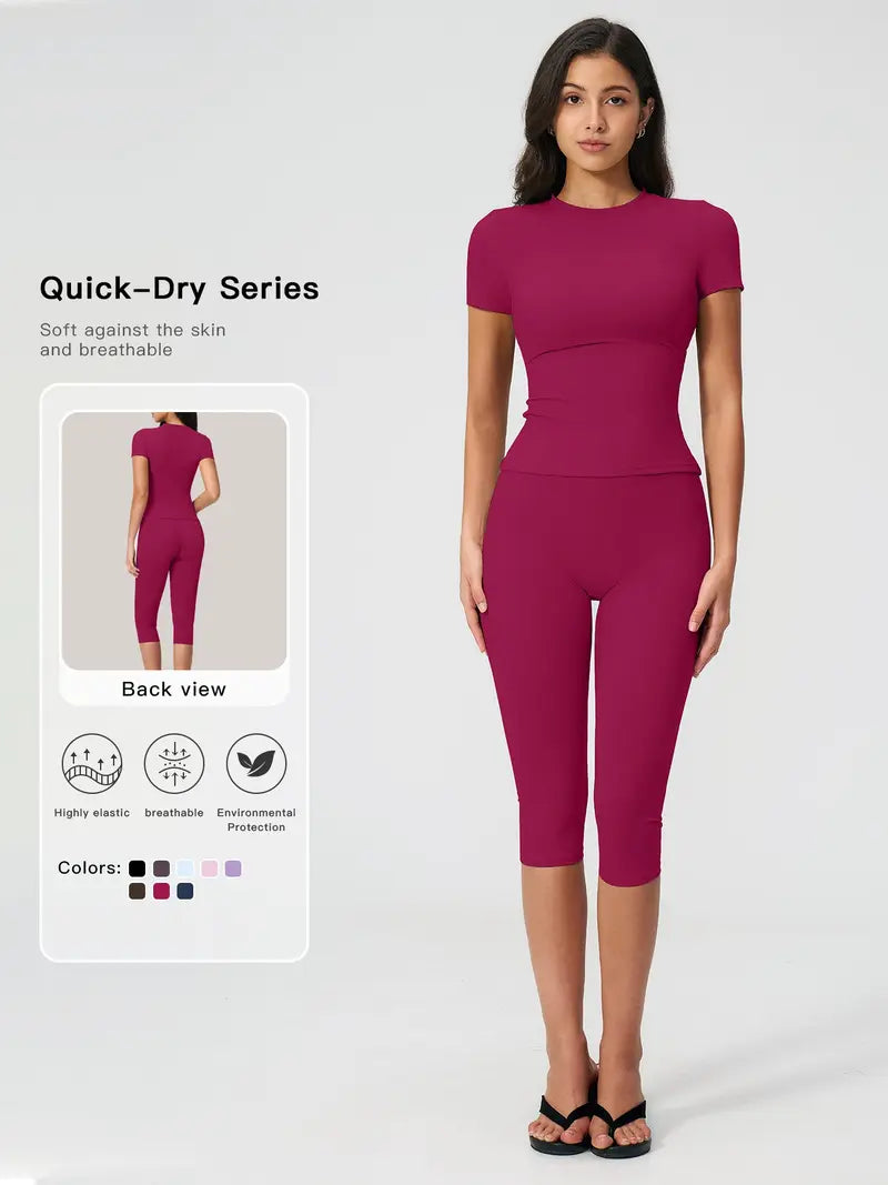 Breathable Quick-Dry Yoga Capri Set