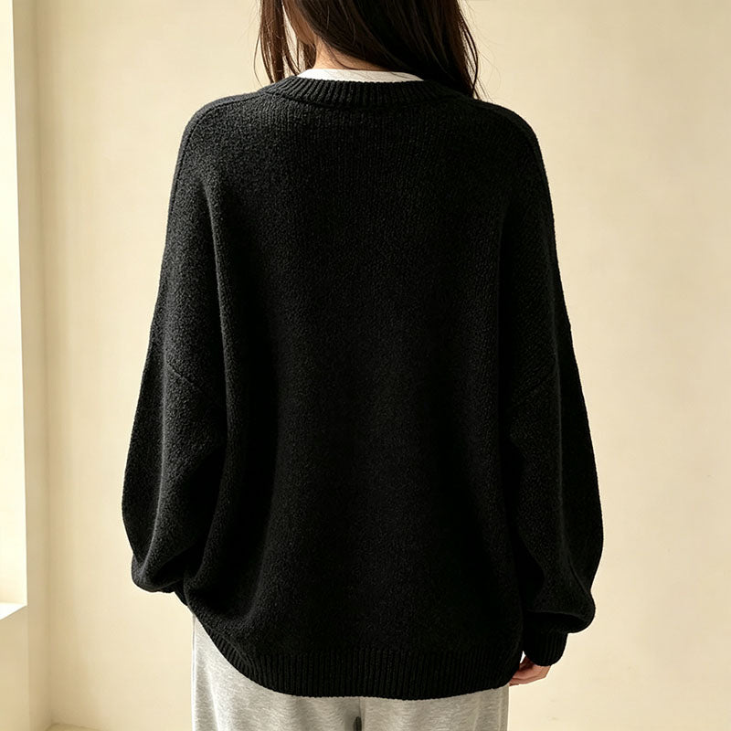 Solid-color casual knit cardigan