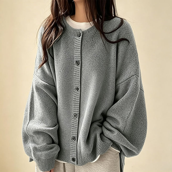 Solid-color casual knit cardigan
