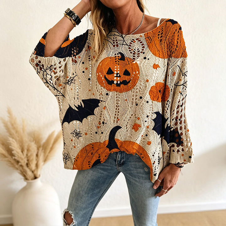 Halloween Cut-Out Long-Sleeve Top