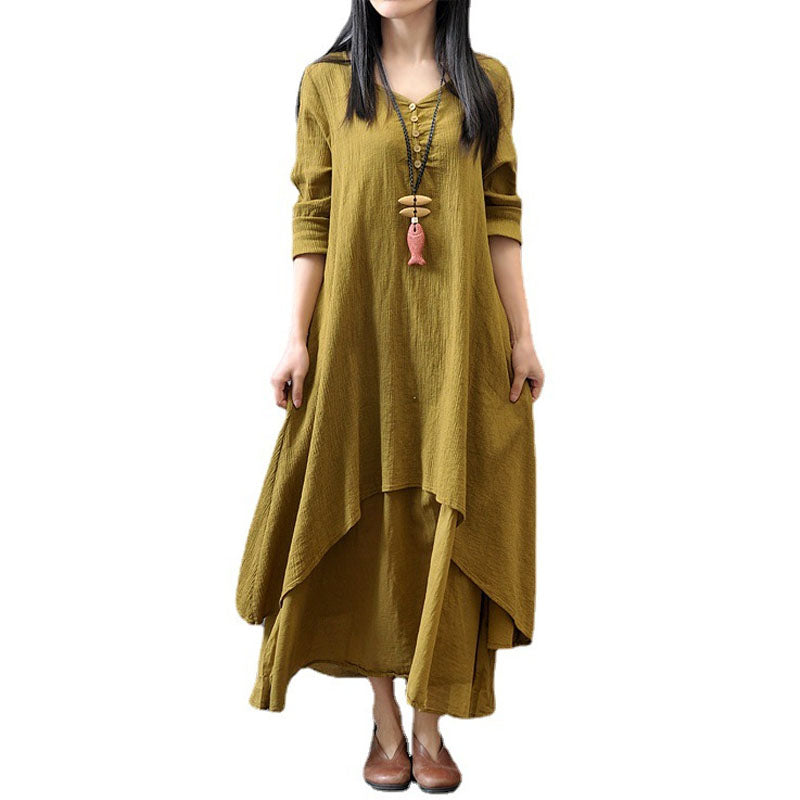 Asymmetrical long-sleeve dress