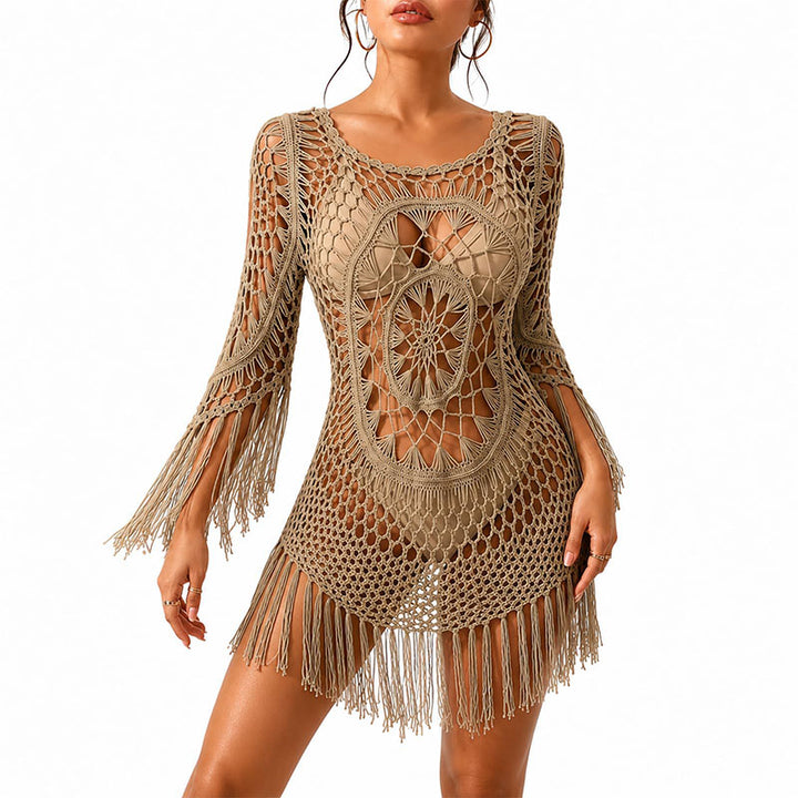 Hand-crocheted tassel beach skirt