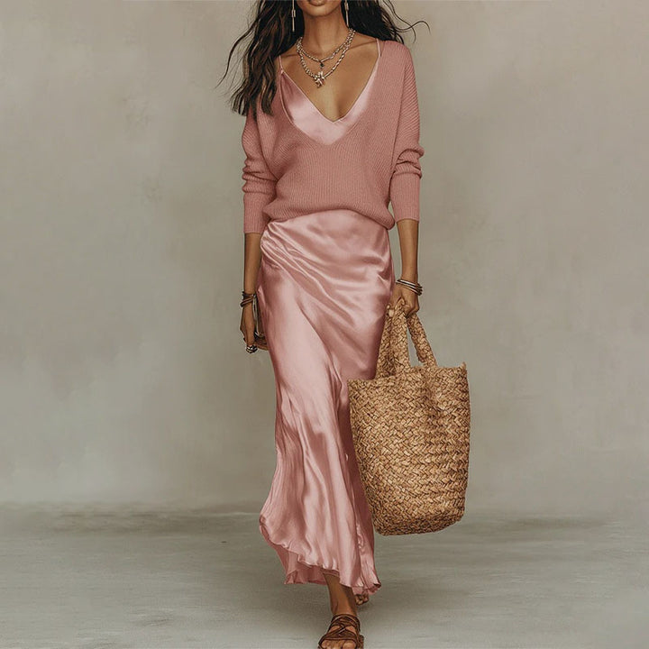 V-Neck Maxi Dress Set