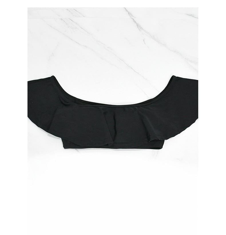 Off-Shoulder Ruffle Top &amp;amp; Strappy High-Waisted Bikini Set