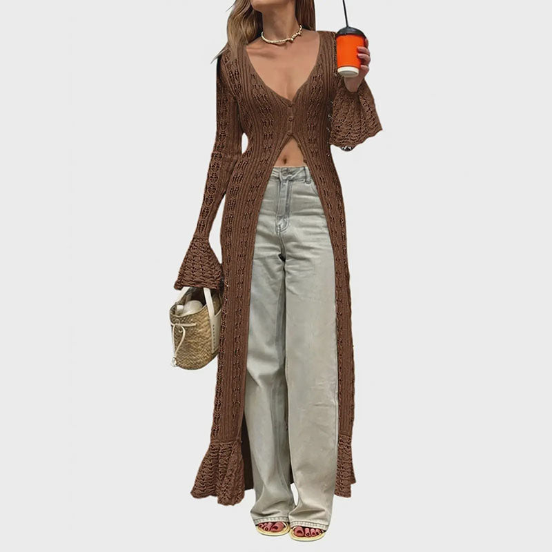 Cut-out Ruffled Flared-Sleeve Jacket