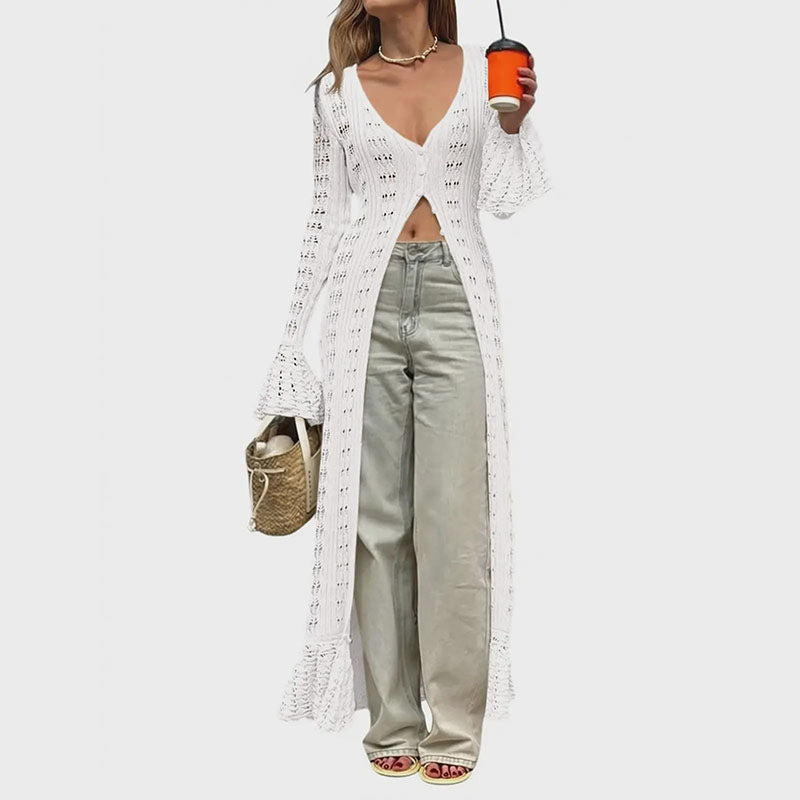 Cut-out Ruffled Flared-Sleeve Jacket