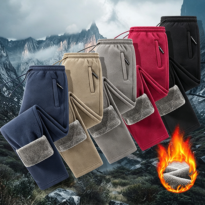 Men Fleece Warm Drawstring Casual Pants