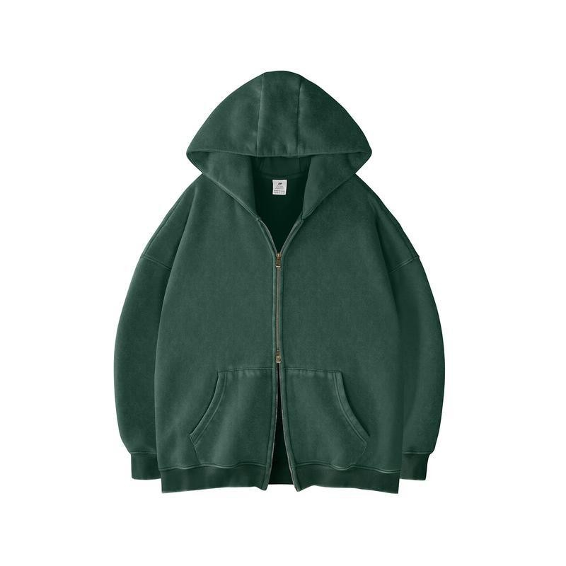 Casual Drop Shoulder Zip Hoodie