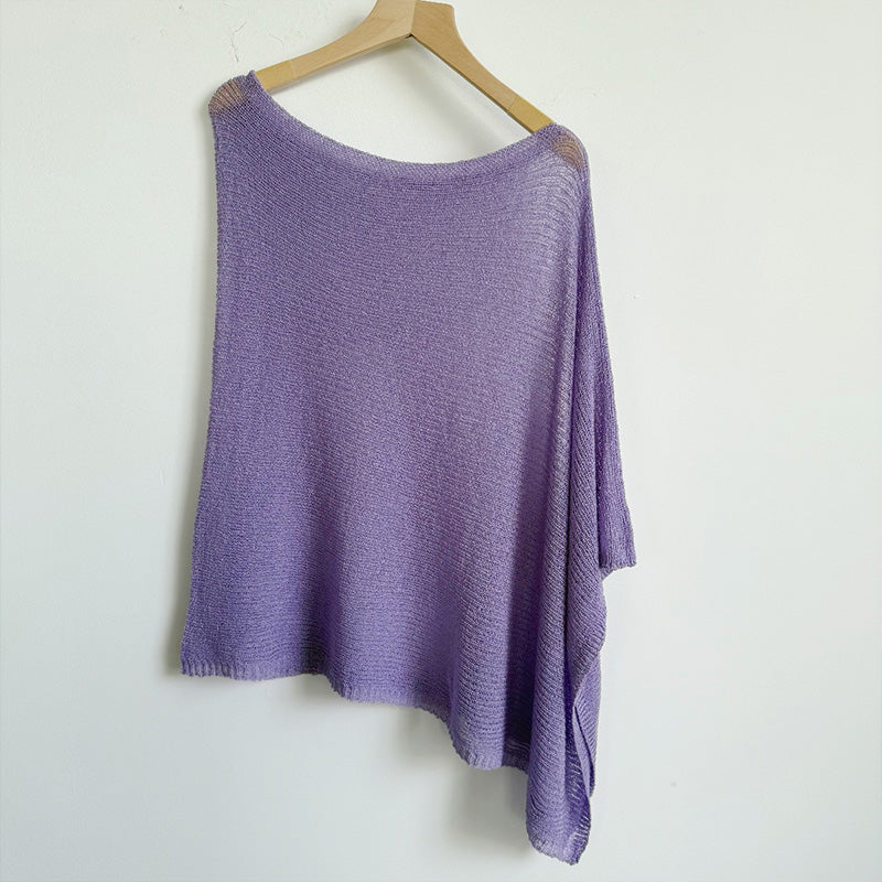 Openwork knitted shawl cover-up