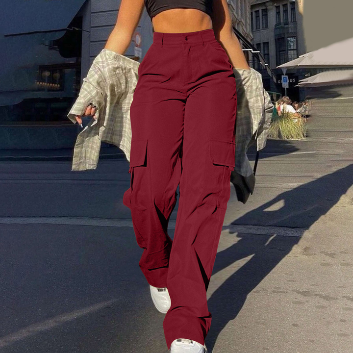 Casual Loose Fit Straight Leg Cargo Trousers