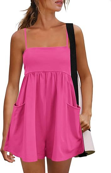 Spaghetti Strap Babydoll Romper with Pockets