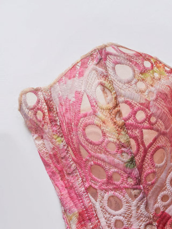 Pink Butterfly Lace Corset Top