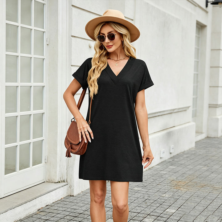 V-Neck Casual T-Shirt Dress