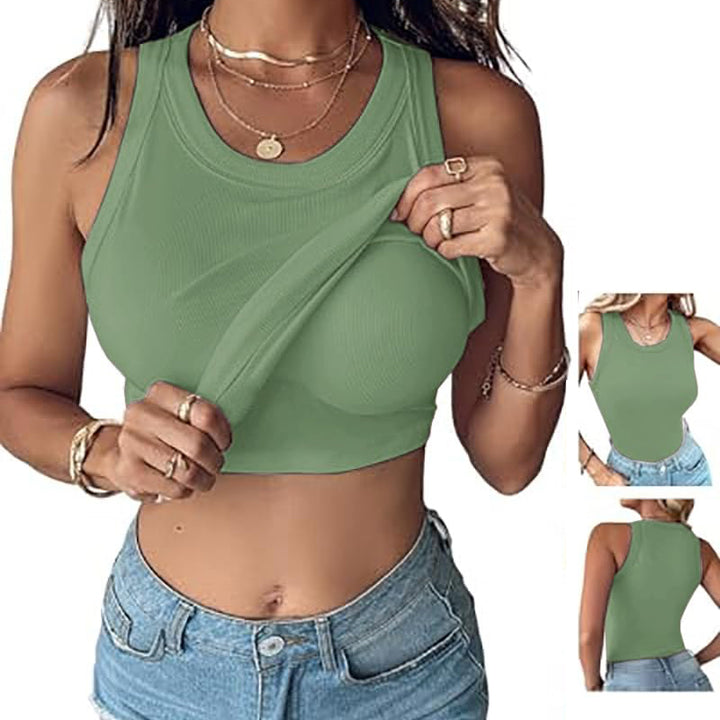 Ribbed Crew Neck Slim Fit Tank Top