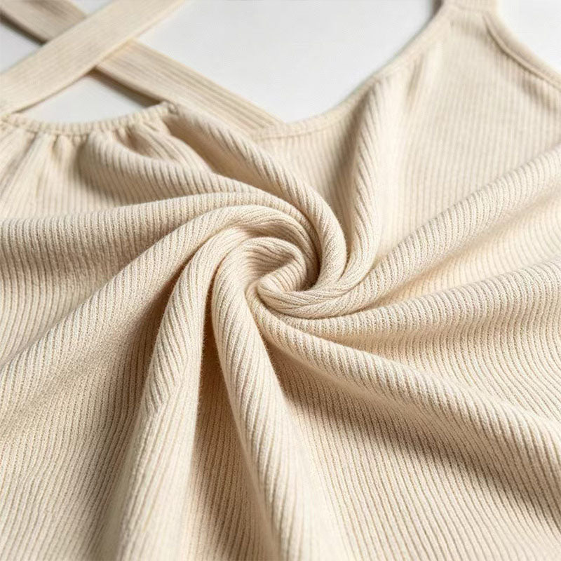 Cross-neck cutout high-waisted wide-leg jumpsuit