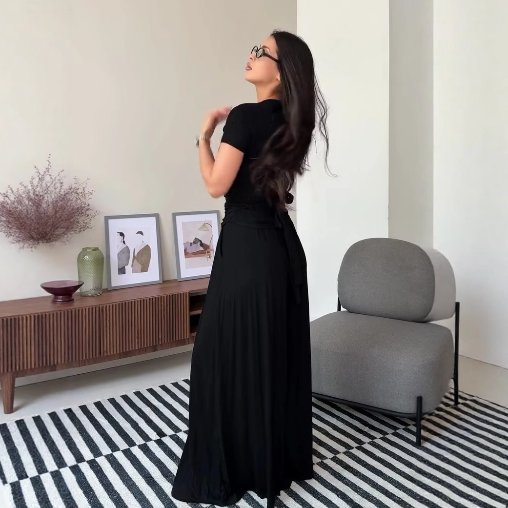Wrap V Neck Short Sleeve Wide Leg Set