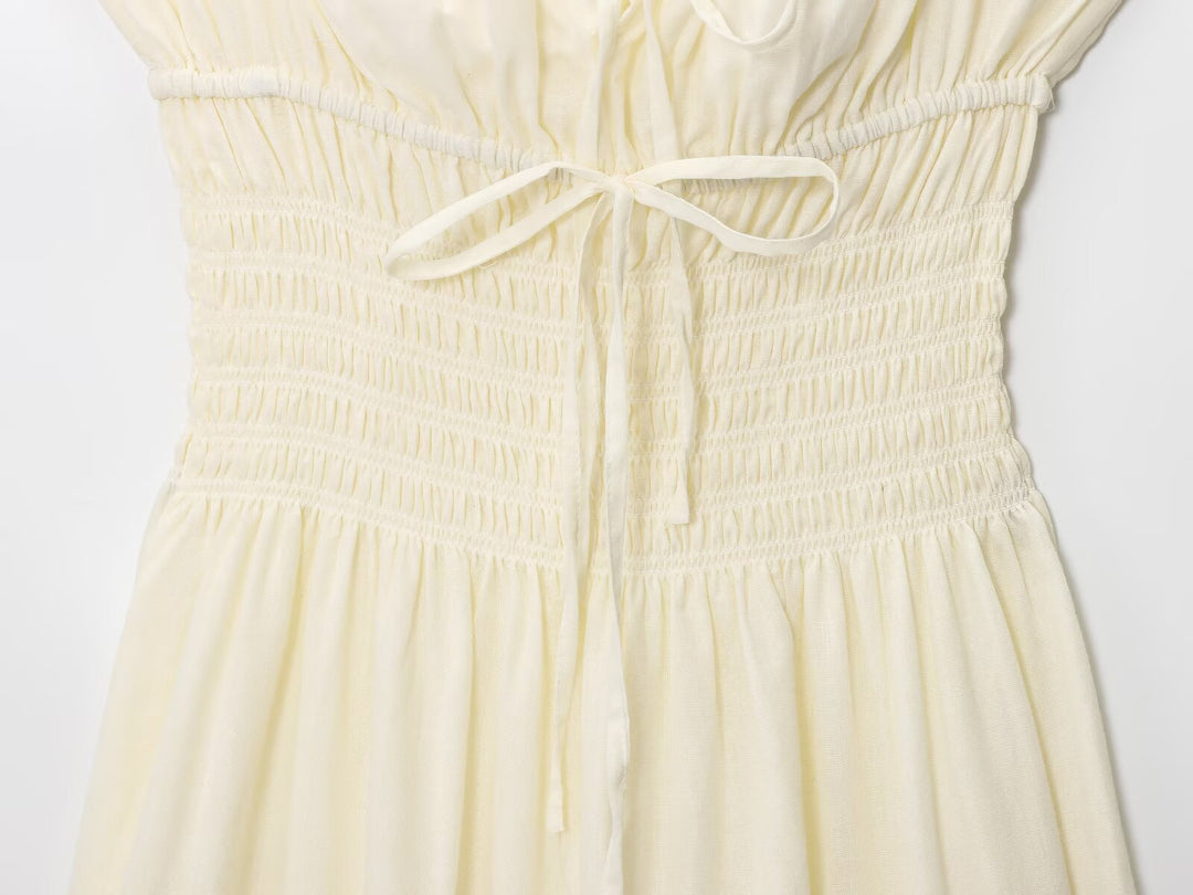 Ruffled Square Neck Tiered Midi Dress.Soft romance. Effortless flow.