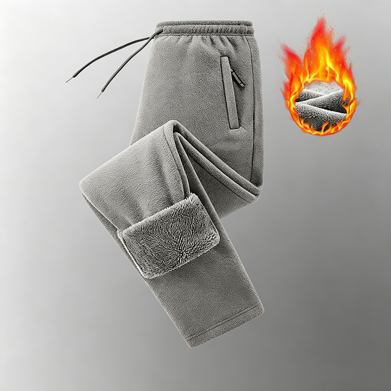 Men Fleece Warm Drawstring Casual Pants