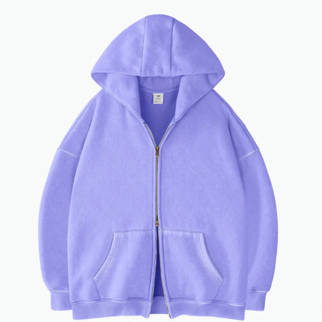 Casual Drop Shoulder Zip Hoodie