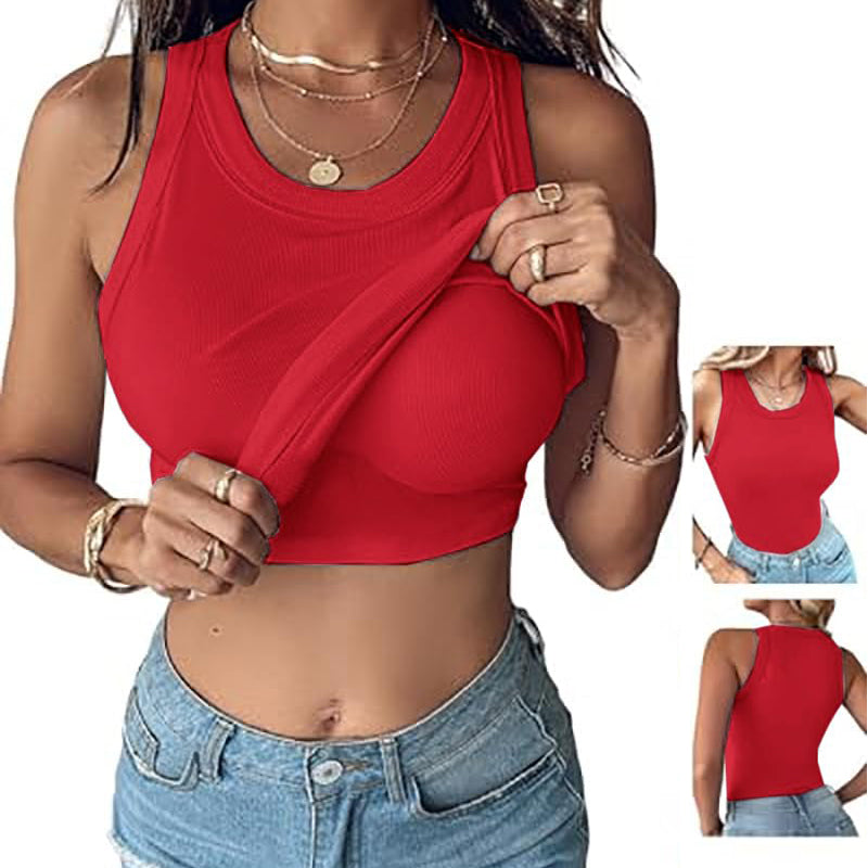 Ribbed Crew Neck Slim Fit Tank Top