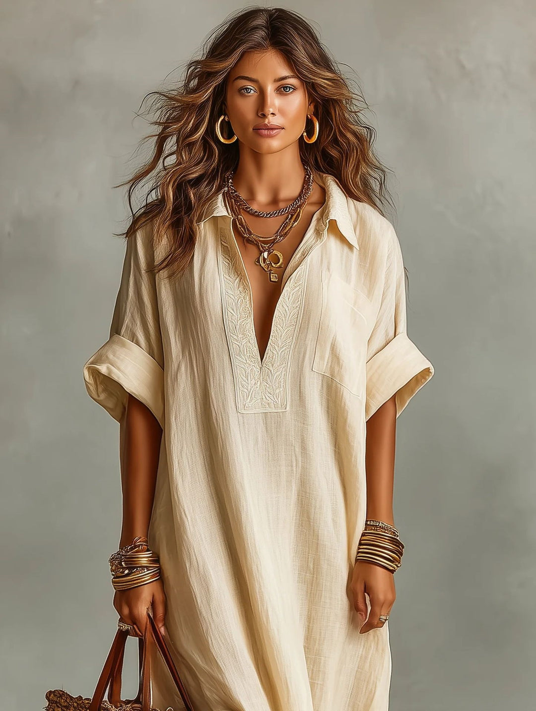 Lightweight Slightly Sheer Shirt Maxi Dress