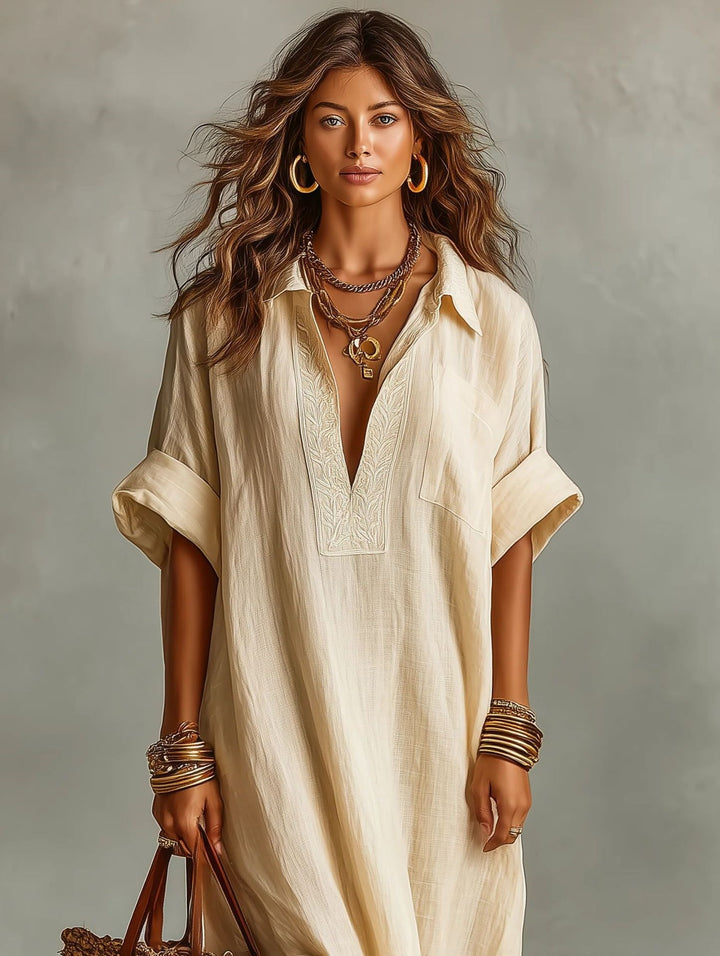 Lightweight Slightly Sheer Shirt Maxi Dress