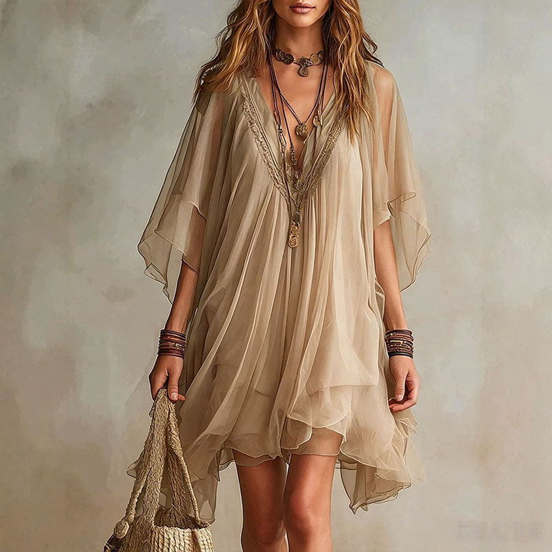 V-neck two-piece beach dress