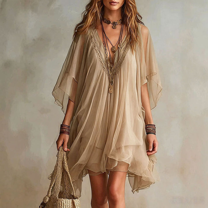 V-neck two-piece beach dress