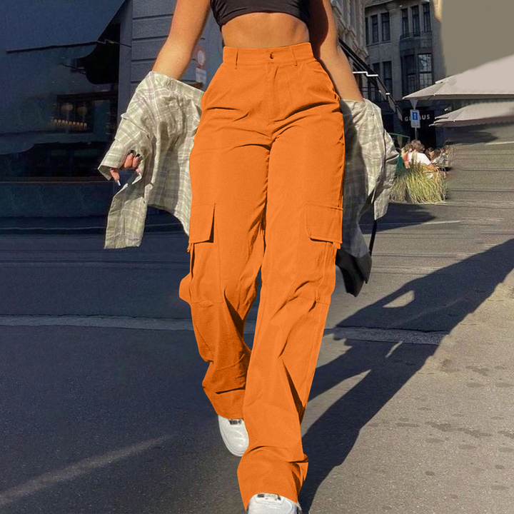 Casual Loose Fit Straight Leg Cargo Trousers