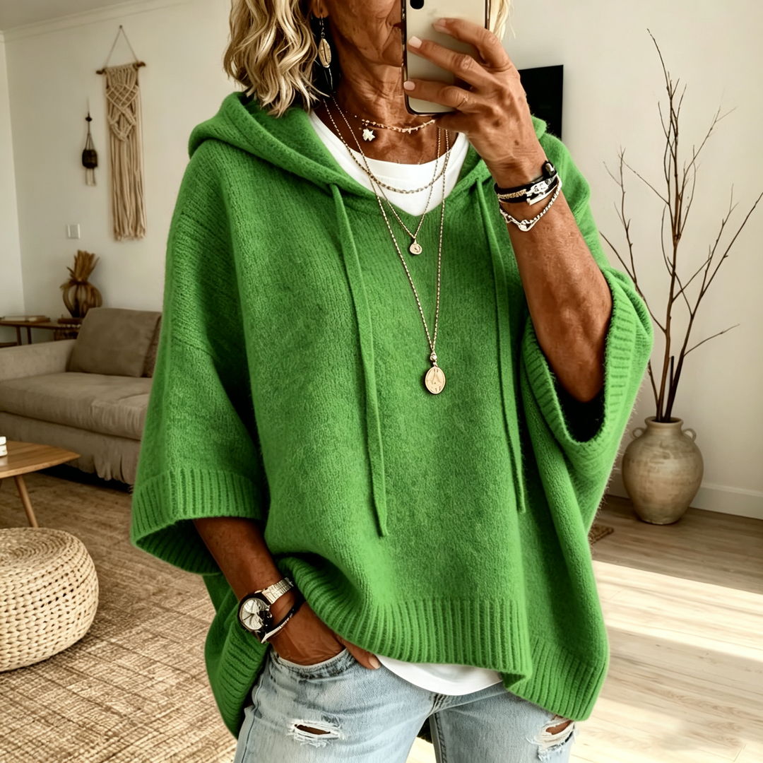 Drop Shoulder Hooded Knit Pullover