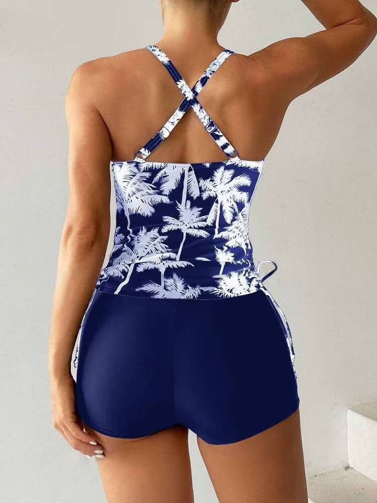 Palm Print Tankini Swim Set