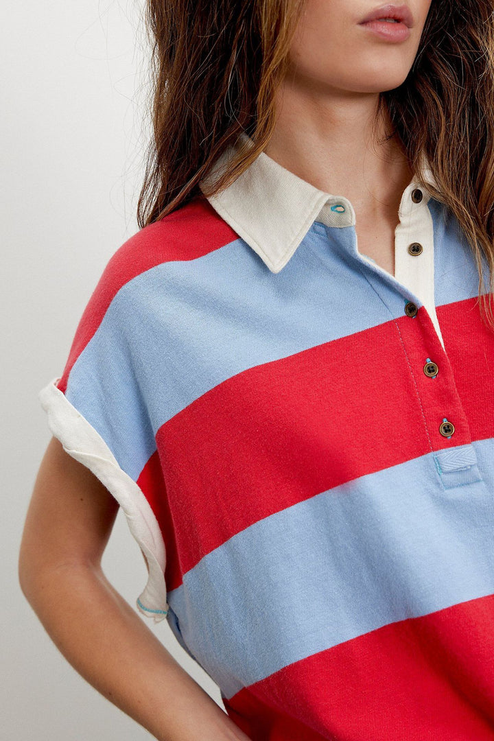 Stripe Cropped Rugby Polo Shirt