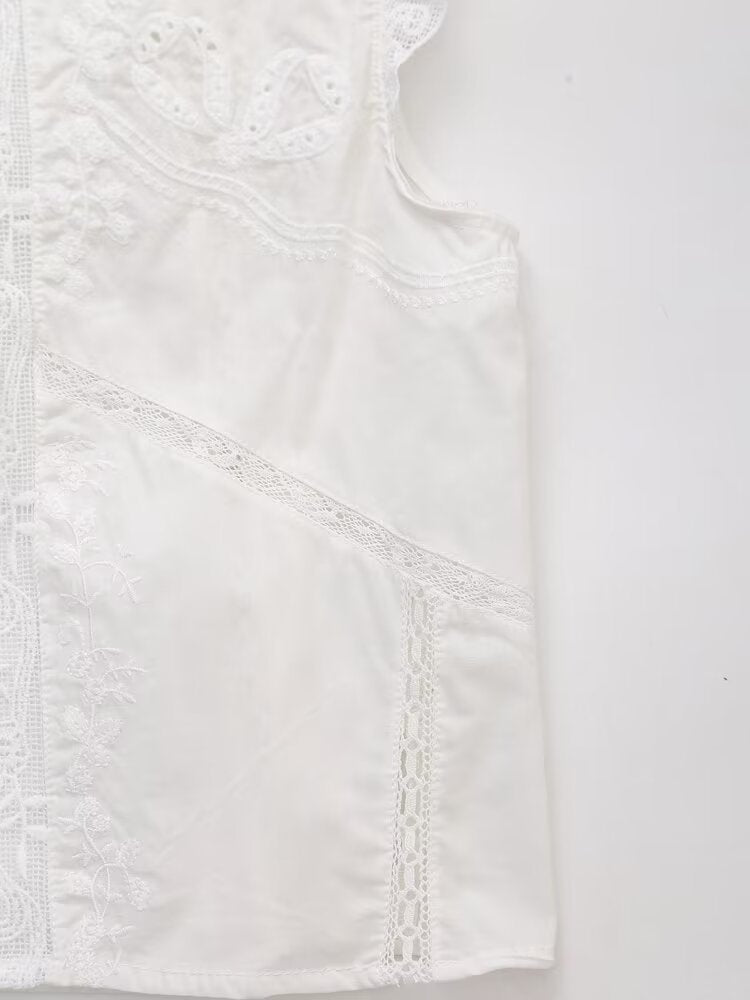 Lace Trim Tie-Front Cropped Vest | Romantic detail. Effortless layering.