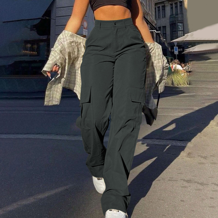 Casual Loose Fit Straight Leg Cargo Trousers
