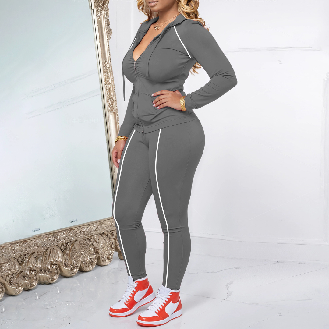 Casual Fitness Hooded Tracksuit Matching Outfit