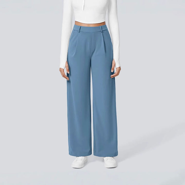 Solid-color loose-fit suit trousers