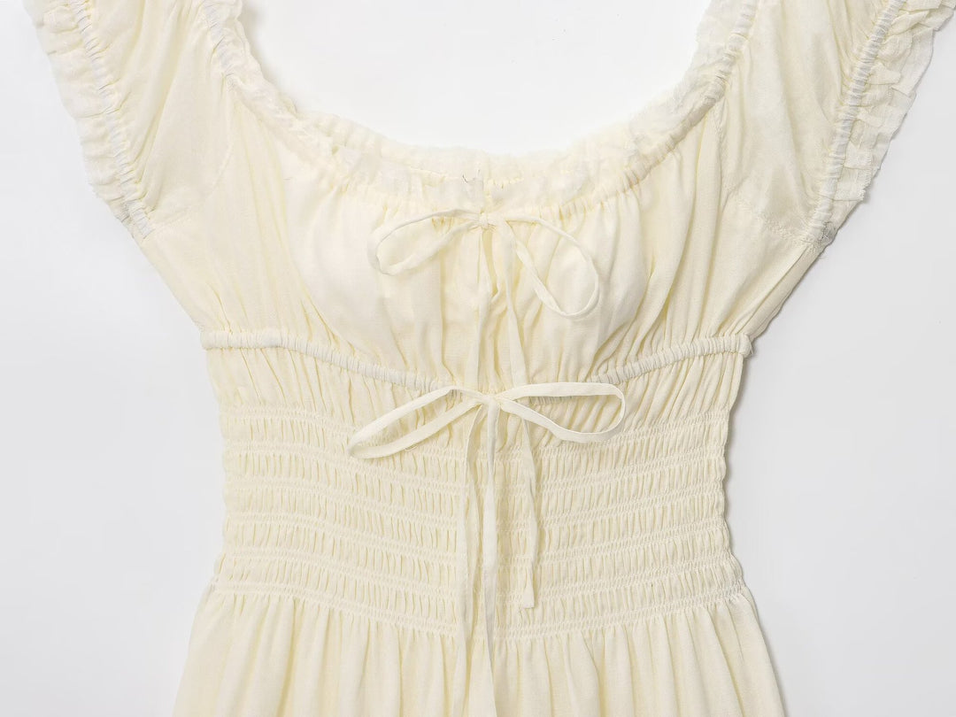 Ruffled Square Neck Tiered Midi Dress.Soft romance. Effortless flow.