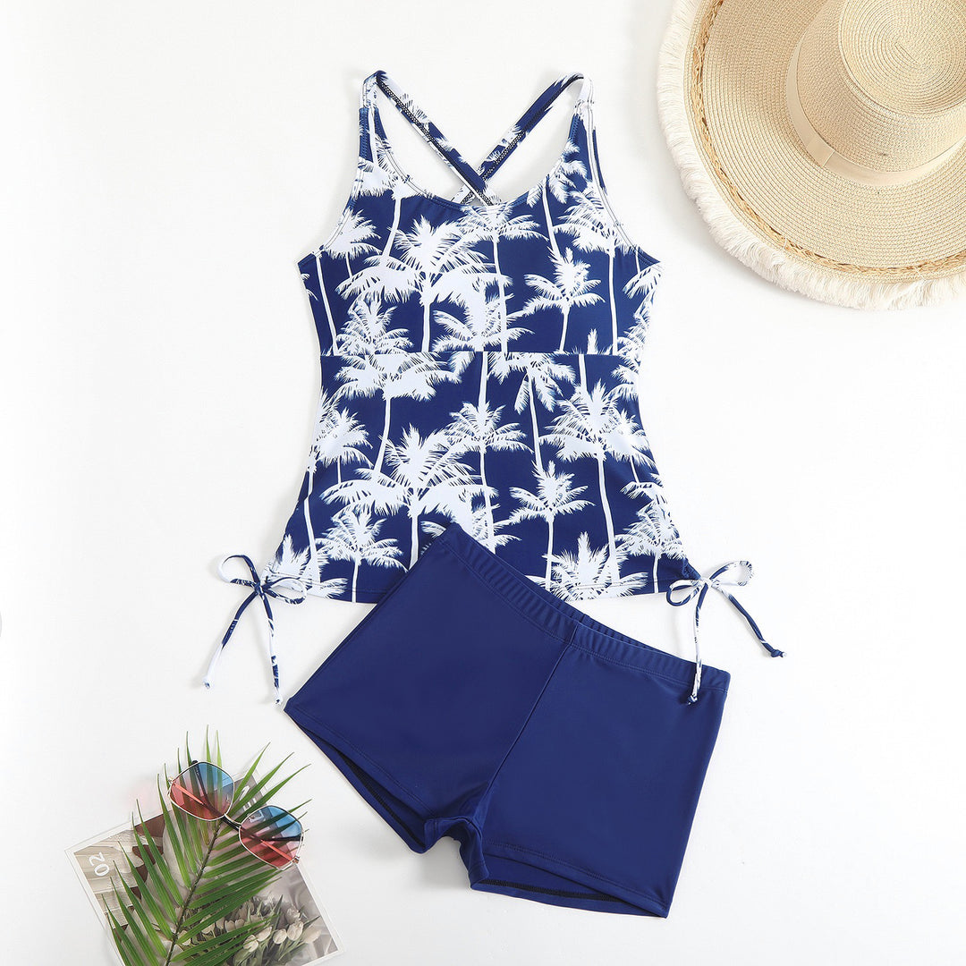 Palm Print Tankini Swim Set