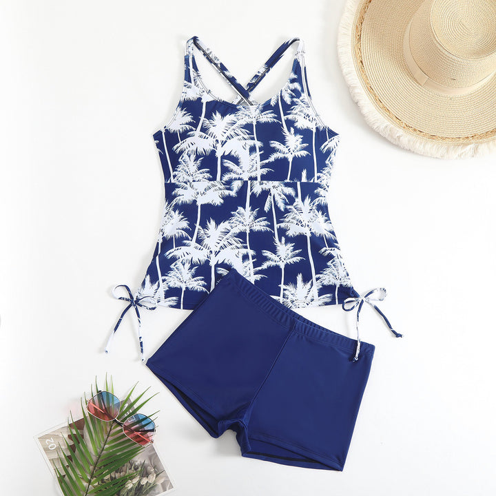 Palm Print Tankini Swim Set