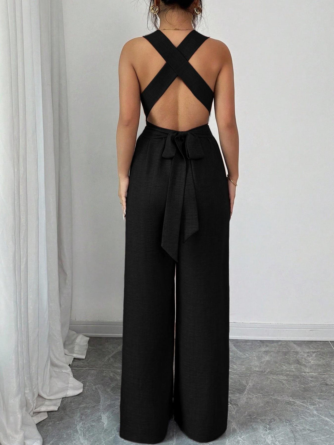 Rust Crisscross Back Wide-Leg Jumpsuit