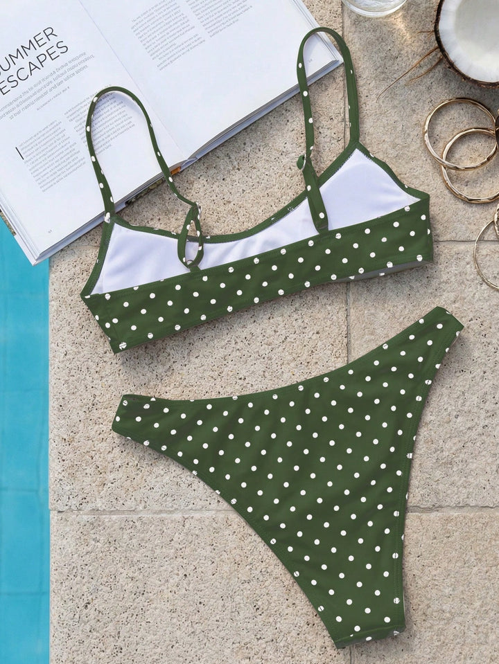 Pink &amp; Red Polka Dot Minimalist Bikini Set