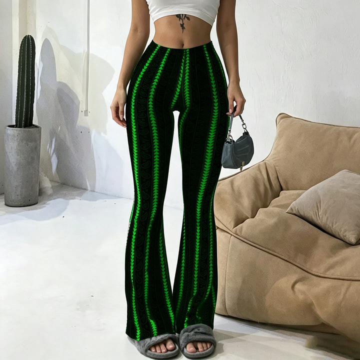 Geometric Print High‑Waist Flare Pants