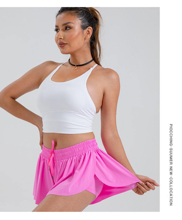 2-in-1 Athletic Shorts, High-Waisted Active Skort with Built-In Liner