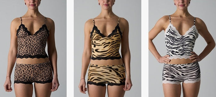 Leopard Print Lace Trim Lingerie Set